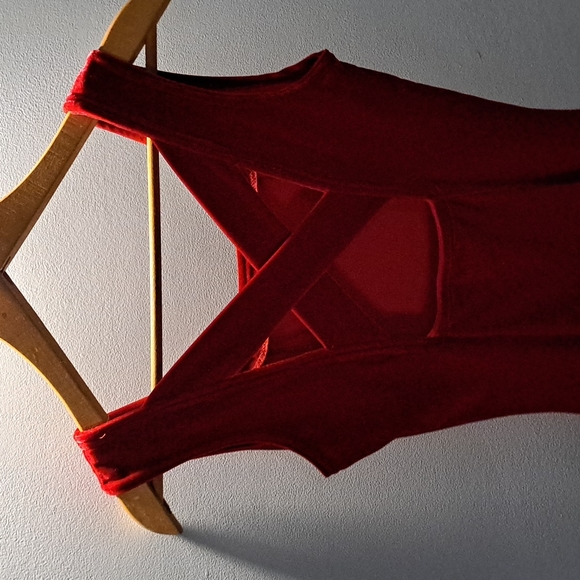 Vintage Red Velvet Fit and Flare Dress - Picture 4 of 4